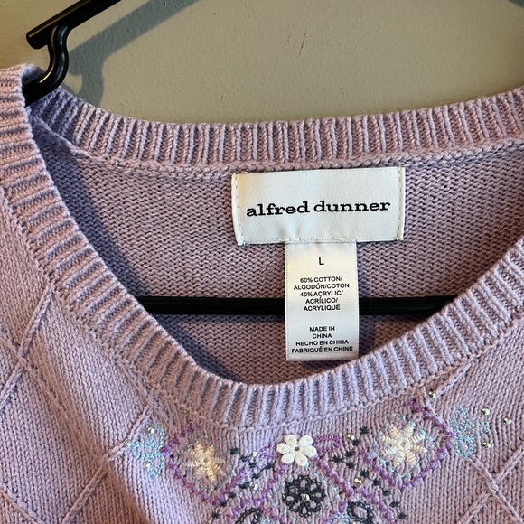 Alfred Dunner Lavender Sweater with Floral Accents Large CottageCore NWT - Picture 4 of 9